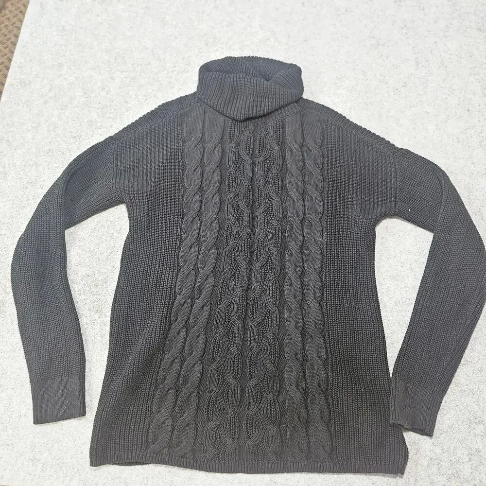 Gap 100% Cotton Black Cable KnitTurtle Neck Sweater Medium